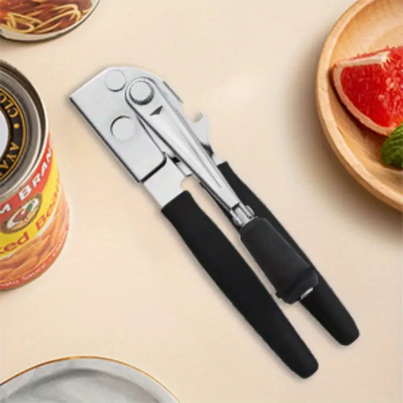 Can Opener with Lever | Stainless Steel Construction, Non-Slip Grip - Commercial & Home Kitchen Use - Easy Can Opening Tool for Restaurants, Households - Durable Can Opener for Heavy-Duty Cans & Bottles