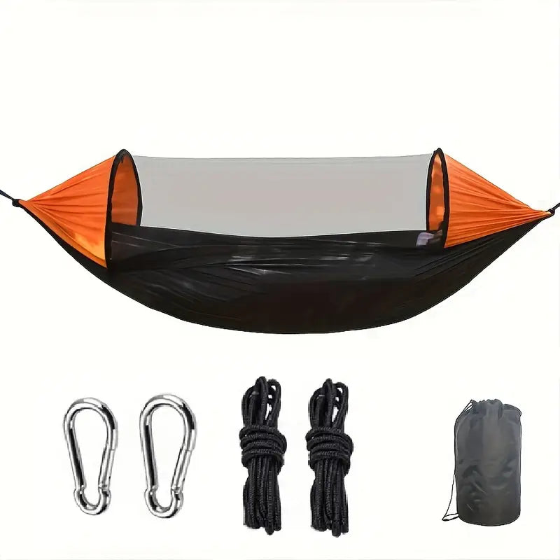 Nylon Quick-Deploy Hammock with Mosquito Net - Perfect for Outdoor Camping, Backpacking & Hiking