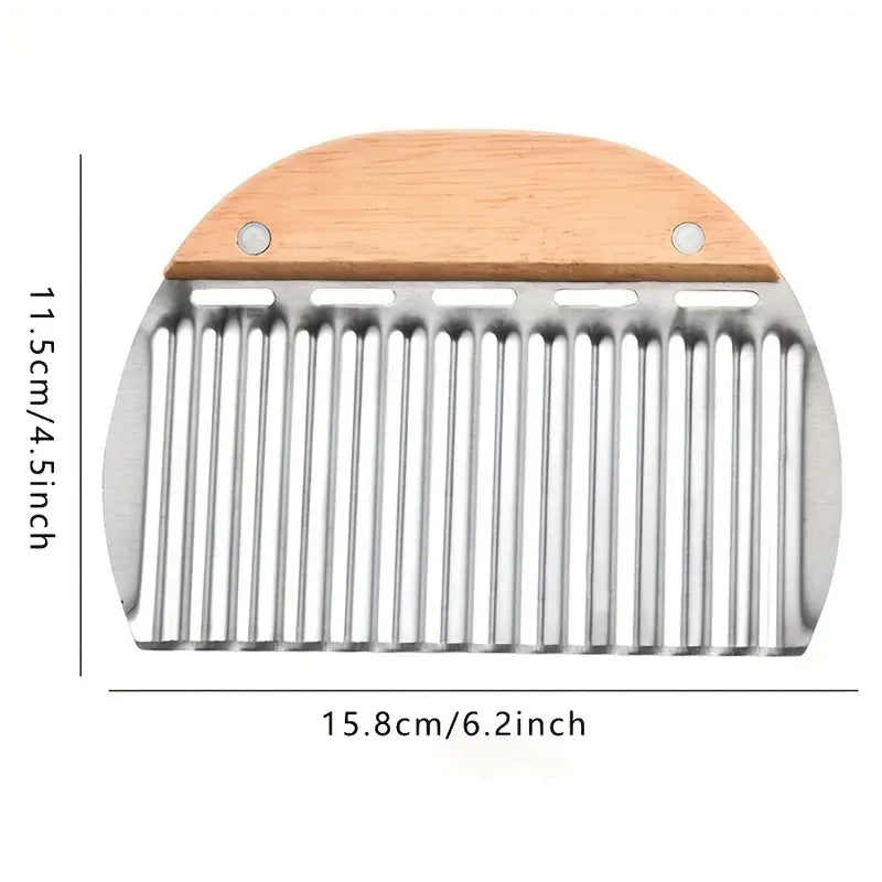 1pc JATEN Stainless Steel Crinkle Cutter, Vegetable Chopper for Potato Carrot, Wavy Chips French Fry Slicer, Kitchen Gadget Tool
