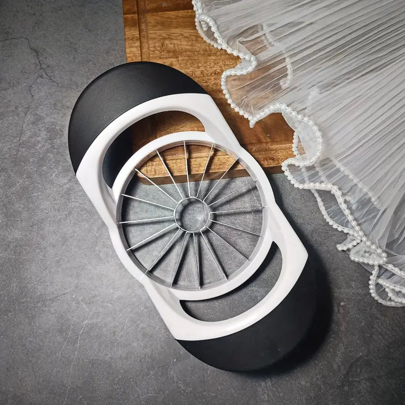 16-Slice Apple Slicer and Corer with Stainless Steel Blades - Durable White & Black Kitchen Tool for Effortless Fruit Prep, Quick Fruit Processor | Ergonomic Design | Robust Handle Construction