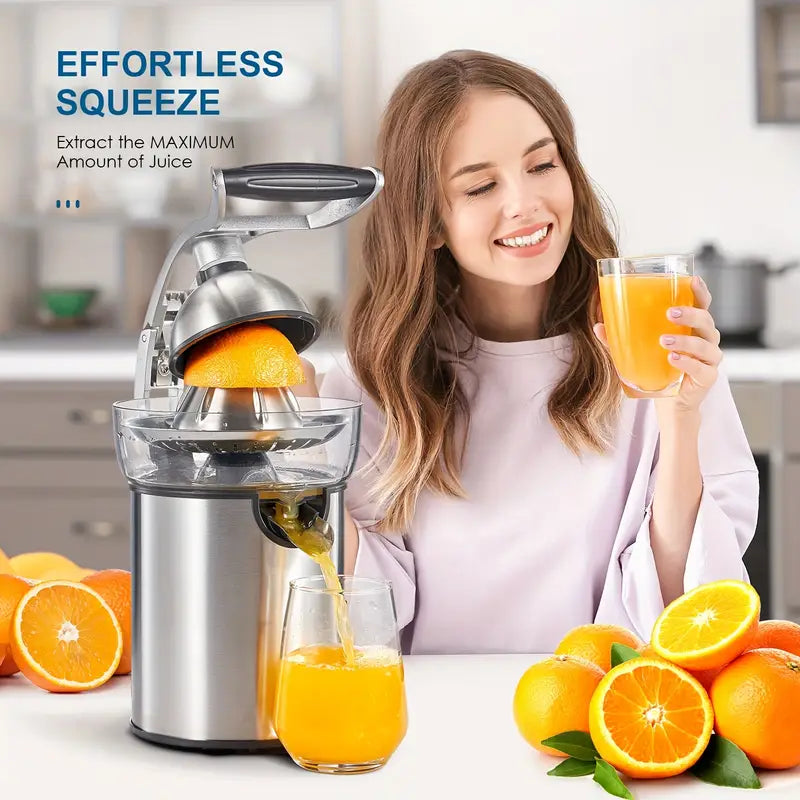 Electric Citrus Juicer Squeezer & Commercial Drink Mixers -- Powerful Orange Juicer with Zinc Alloy Die Casting Shell, Luxury Squeezer with Two Interchangeable Cones for Oranges of Any Size