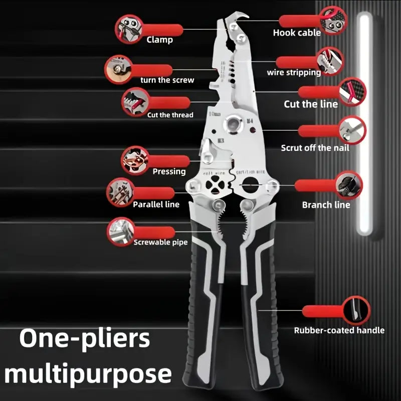1PC18-in-1 Foldable Wire Stripper Manual Tool for Stripping, Cutting, Wrenching, Holding, Twisting, Pulling Nails, Screwdriver, with Convenient Storage Design, Suitable for Electricians, Home, Construction Sites