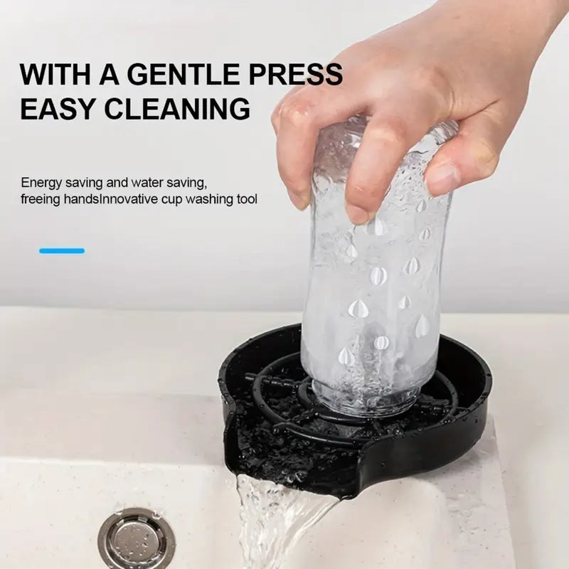 1pc Sink high-pressure household bar counter stainless steel automatic press cup washer, coffee shop no cleaning rinse faucet