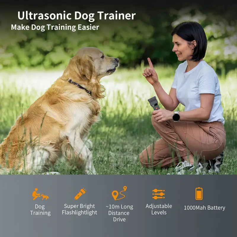 Soundwave technology Dog Repeller, Soundwave technology Barking Stopper, with Beep Bee Sound, with Super Bright Flashlight, 3 Soundwave technology Emitters, USB Rechargeable, Ultra Long Standby