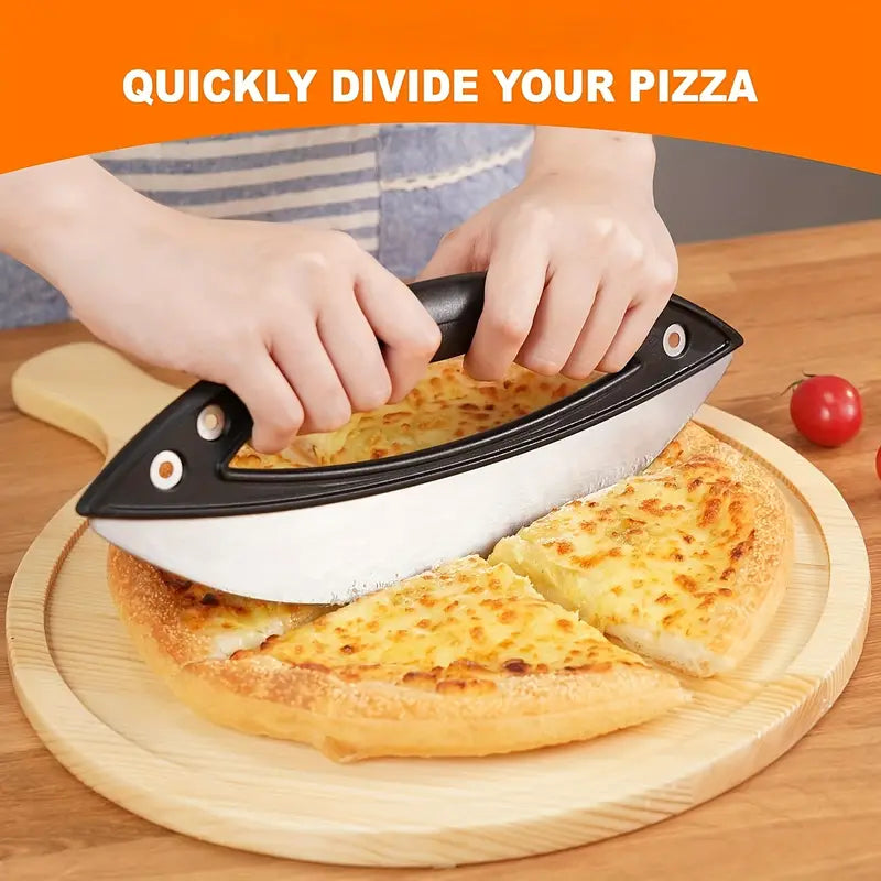 Pizza Cutter, 1pc 12" Pizza Cutter Rocker Blade Stainless Steel Pizza Rocker with Cover Sharp Blade Pizza Knife Dishwasher Safe Kitchen Gadgets Home Essentials
