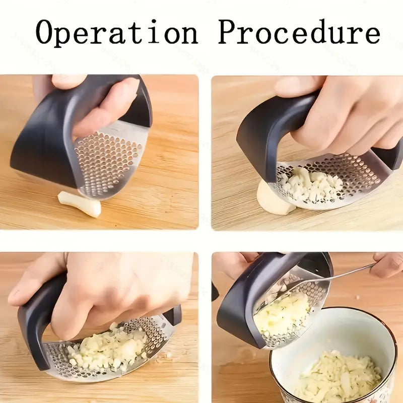 Stainless Steel Garlic Press & Mincer – Ergonomic Soft Handle, Easy-Squeeze & Clean, Professional Kitchen Tool for Effortless Garlic Crushing, Garlic Crusher