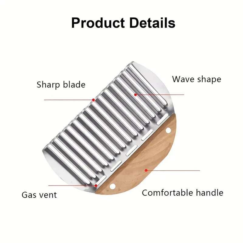 1pc JATEN Stainless Steel Crinkle Cutter, Vegetable Chopper for Potato Carrot, Wavy Chips French Fry Slicer, Kitchen Gadget Tool