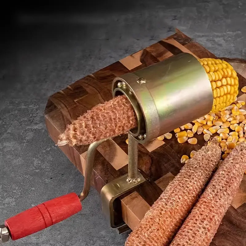 Manual Stainless Steel Corn Peeler Thresher - Hand Crank Corn Cob Stripper and Sheller Tool for BBQ & Outdoor Cooking with Metal Construction and Power-Free Operation