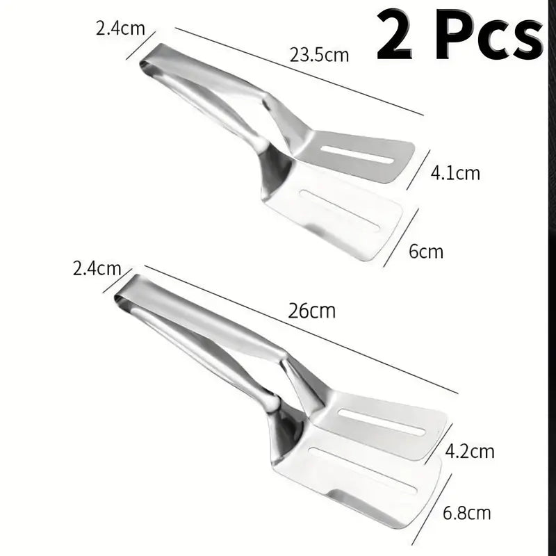 2pcs Stainless Steel Steak Clips, Multi-Functional Food Clip for Fish, Meat, Pizza, Barbecue, Universal Kitchen Utensil, Food Contact Safe