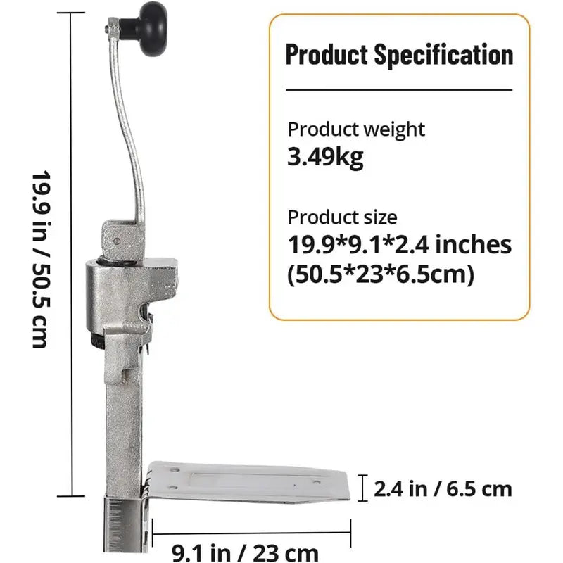 Manual Table Can Opener with 3 Spare Blades, Heavy Duty Commercial Countertop Can Opener, with Stainless Steel Blade and Plated Steel Base, Cast Iron