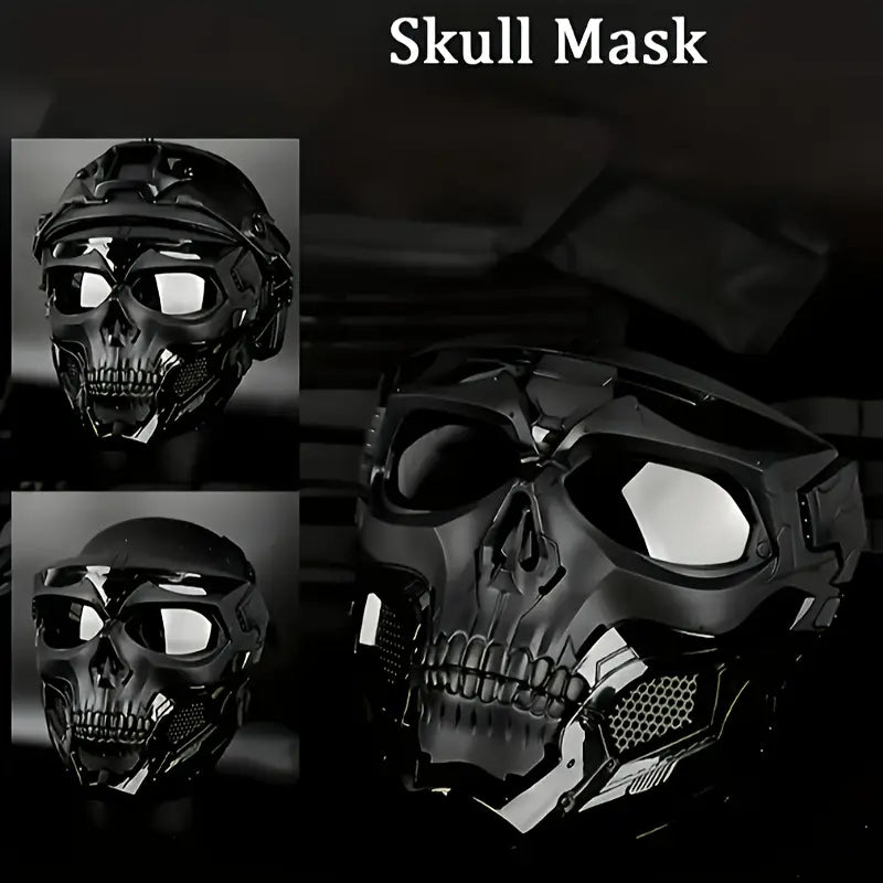 FAST Skull Mask And Helmet Set, Adjustable Knob for Outdoor Activities for Cosplay Photo Props, Bar Club Rave Party Supplies, Gift & Collection, Halloween Music Festival