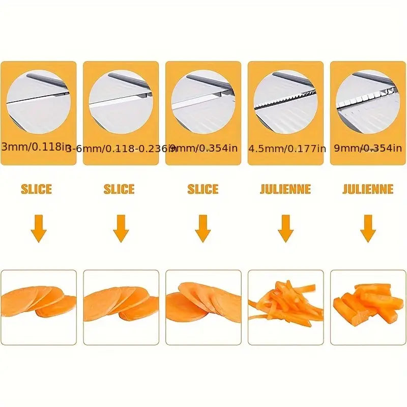 Professional Stainless Steel Mandolin Vegetable Slicer - Adjustable, Ergonomic Design for Precise Slicing of Potatoes, Tomatoes, Carrots & More - Durable & Easy to Clean Kitchen Tool, Vegetable Slicing