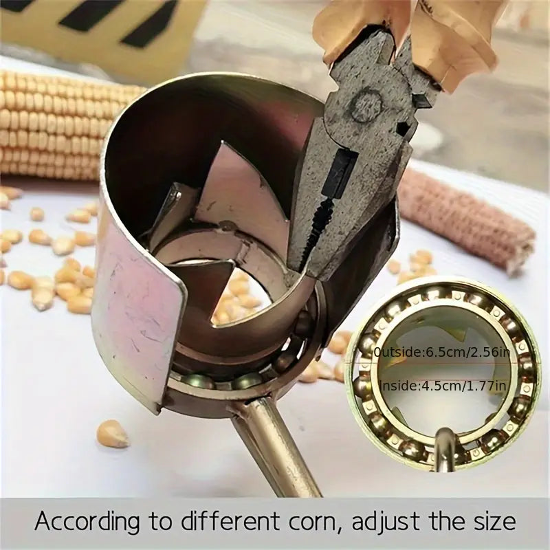 Manual Stainless Steel Corn Peeler Thresher - Hand Crank Corn Cob Stripper and Sheller Tool for BBQ & Outdoor Cooking with Metal Construction and Power-Free Operation