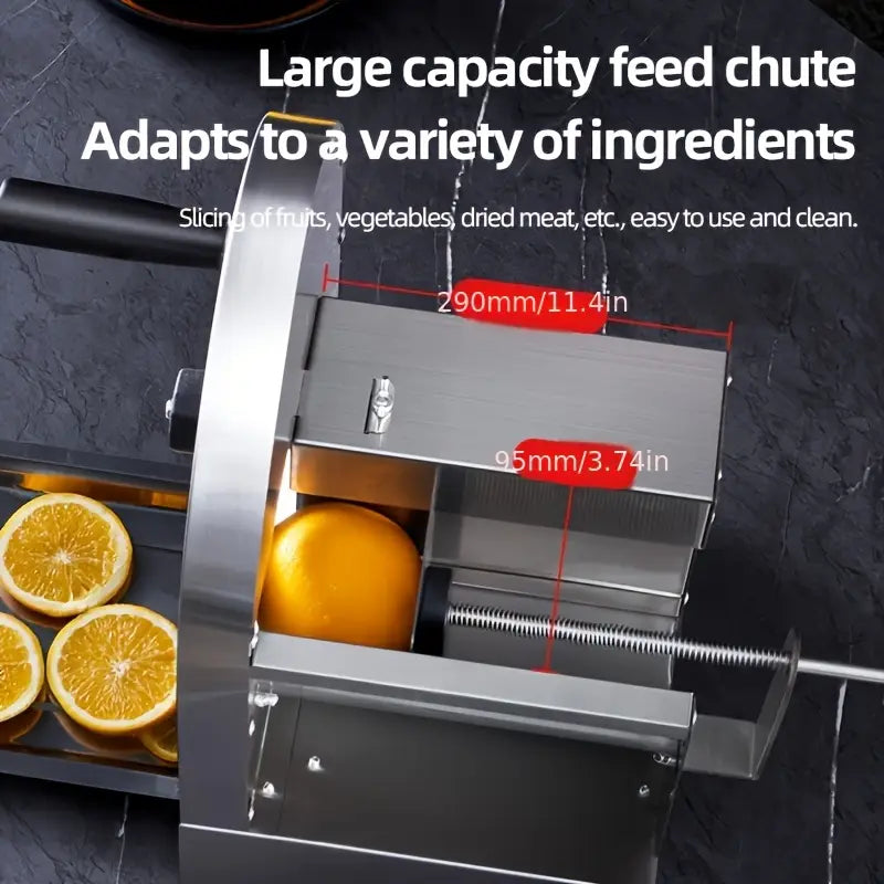 Stainless Steel Heavy-Duty Manual Vegetable & Fruit Slicer - No Electricity Needed, Sharp Blades - for Potatoes, Carrots, Cucumbers, Apples, Tomatoes - Compact Kitchen Tool for Home & Professional Kitchens - Easy to Clean & Rust-Resistant