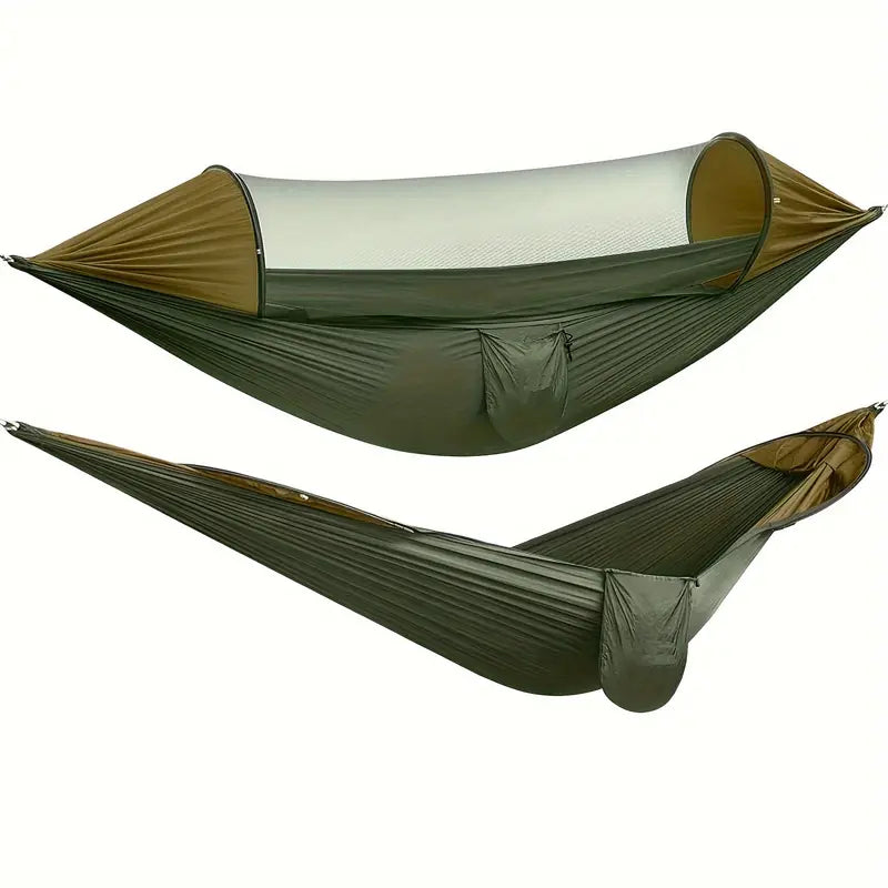 Nylon Quick-Deploy Hammock with Mosquito Net - Perfect for Outdoor Camping, Backpacking & Hiking