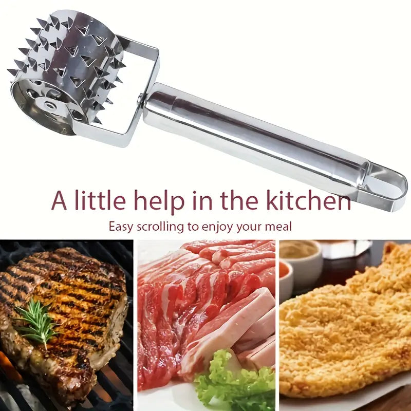 Multi-Function Stainless Steel Meat Tenderizer Mallet with Bone Crusher and Tenderizing Tool