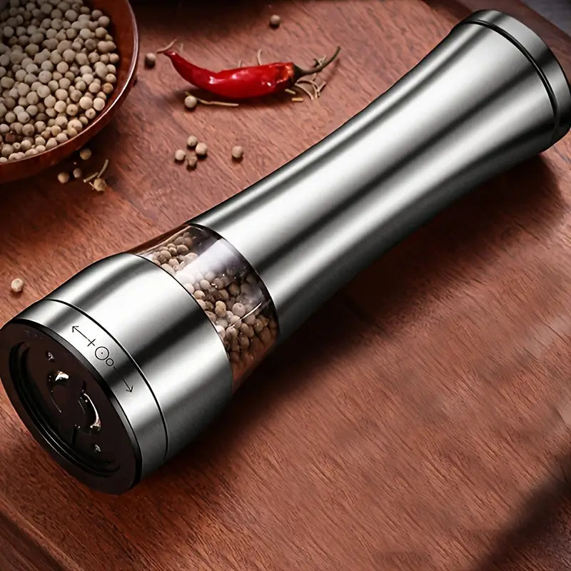 Stainless Steel Manual Pepper Grinder - Adjustable Thickness, Large Capacity, Portable Design for Outdoor Cooking & Home Use, Perfect for Black/White Pepper