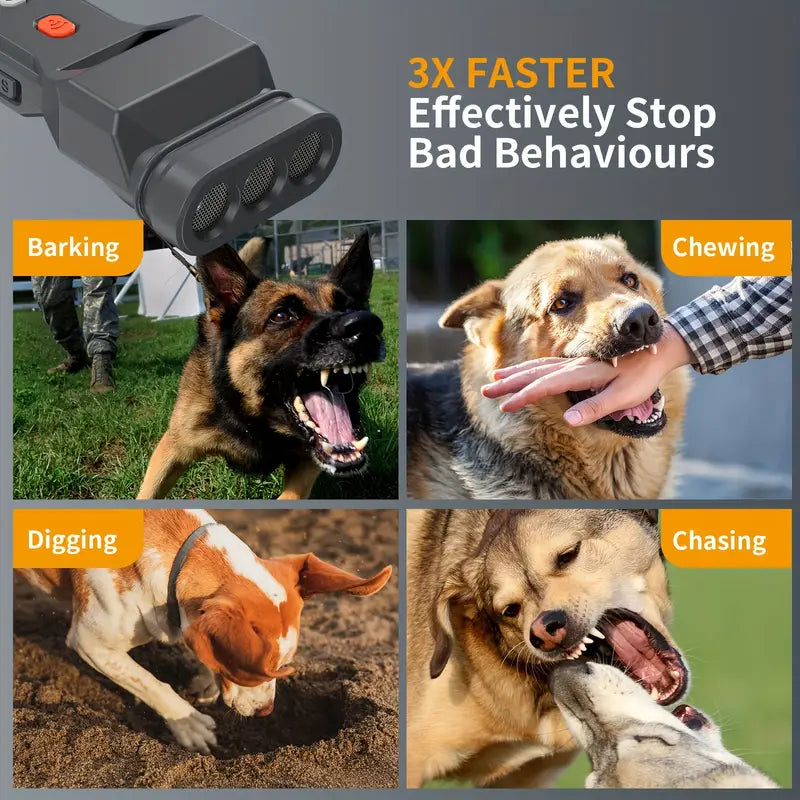 Soundwave technology Dog Repeller, Soundwave technology Barking Stopper, with Beep Bee Sound, with Super Bright Flashlight, 3 Soundwave technology Emitters, USB Rechargeable, Ultra Long Standby