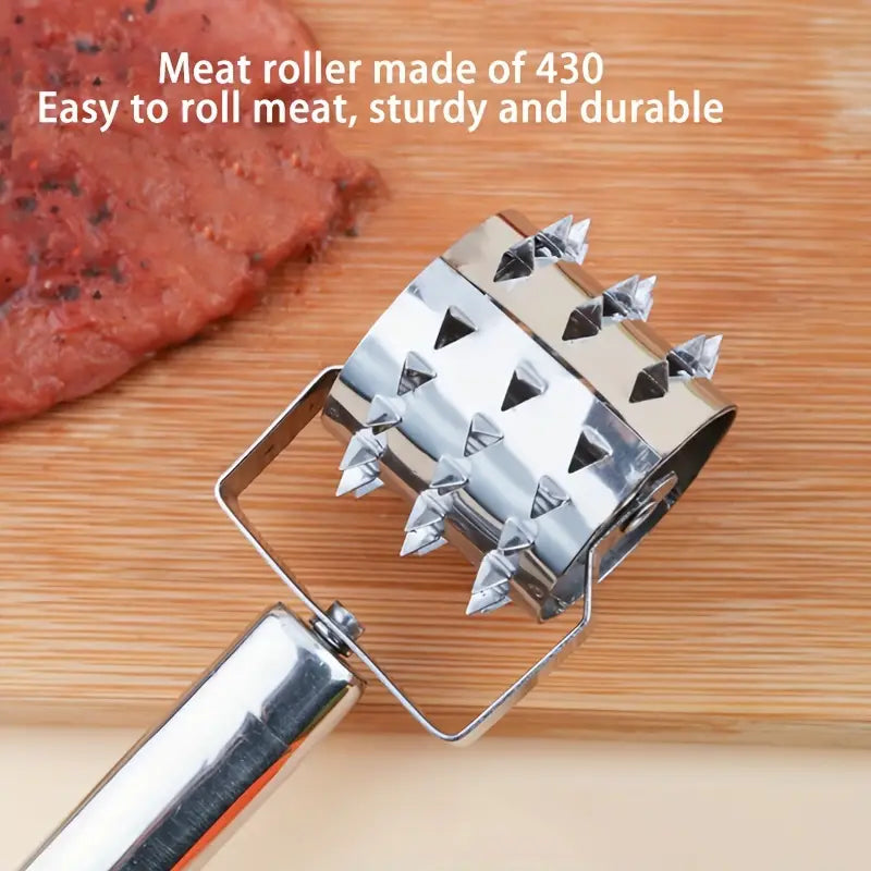 Multi-Function Stainless Steel Meat Tenderizer Mallet with Bone Crusher and Tenderizing Tool