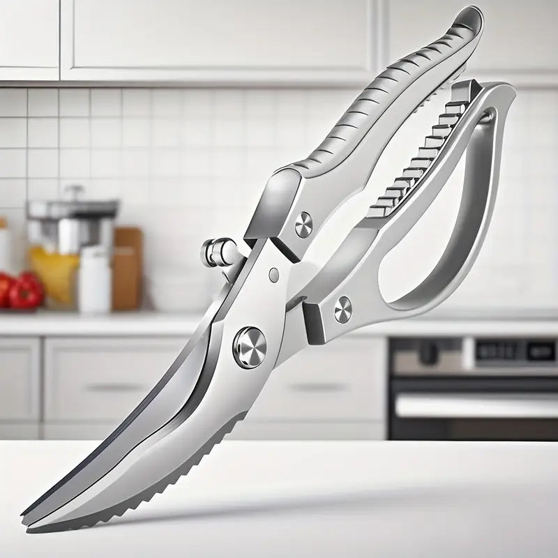 Stainless Steel Heavy-Duty Kitchen Scissors for Poultry, Meat, and Bones - Multi-Functional Food Shears with Ergonomic Handle for Chicken, Duck, and BBQ Prep, Poultry Scissors | Precision Cutting | Stainless Steel Blades