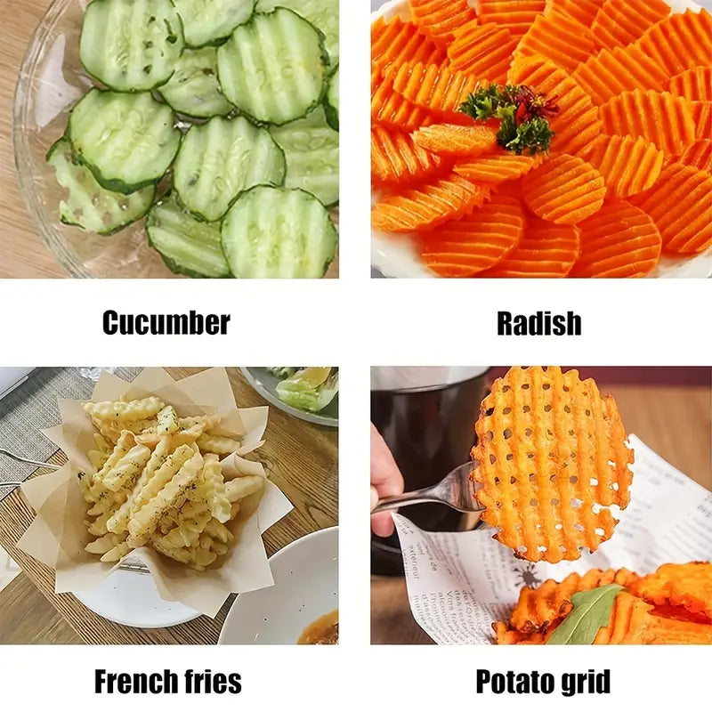 1pc JATEN Stainless Steel Crinkle Cutter, Vegetable Chopper for Potato Carrot, Wavy Chips French Fry Slicer, Kitchen Gadget Tool