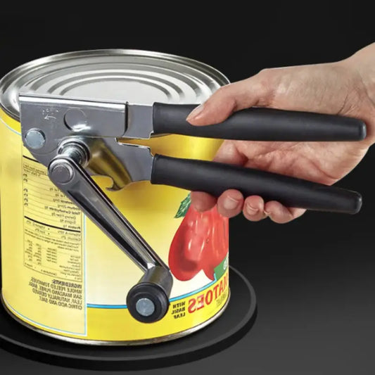 Can Opener with Lever | Stainless Steel Construction, Non-Slip Grip - Commercial & Home Kitchen Use - Easy Can Opening Tool for Restaurants, Households - Durable Can Opener for Heavy-Duty Cans & Bottles