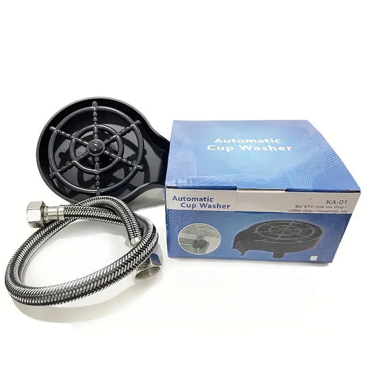 1pc Sink high-pressure household bar counter stainless steel automatic press cup washer, coffee shop no cleaning rinse faucet
