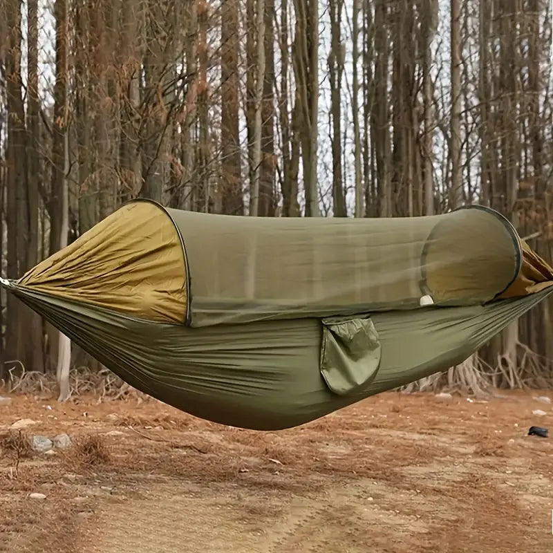 Nylon Quick-Deploy Hammock with Mosquito Net - Perfect for Outdoor Camping, Backpacking & Hiking