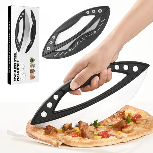 Pizza Cutter, 1pc 12" Pizza Cutter Rocker Blade Stainless Steel Pizza Rocker with Cover Sharp Blade Pizza Knife Dishwasher Safe Kitchen Gadgets Home Essentials