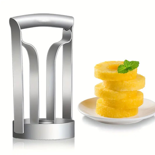 1pc Stainless Steel Pineapple Corer & Slicer - Effortless Pineapple Meat Extractor with Dual Curved Blades, Handheld Fruit Peeler for Kitchen Use, Ideal for Perfectly Cored Pineapples, Pineapple Core Remover