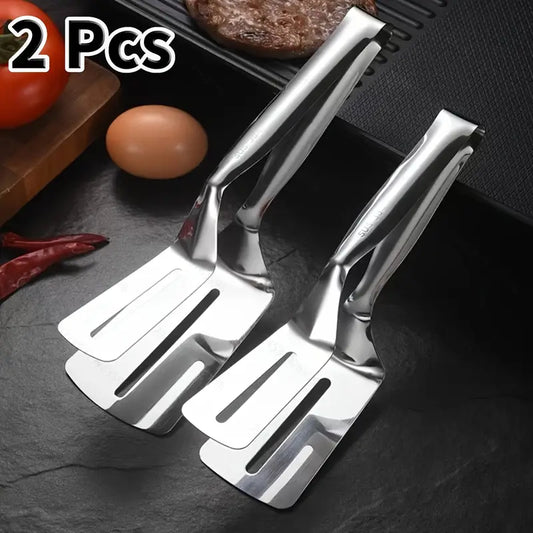 2pcs Stainless Steel Steak Clips, Multi-Functional Food Clip for Fish, Meat, Pizza, Barbecue, Universal Kitchen Utensil, Food Contact Safe