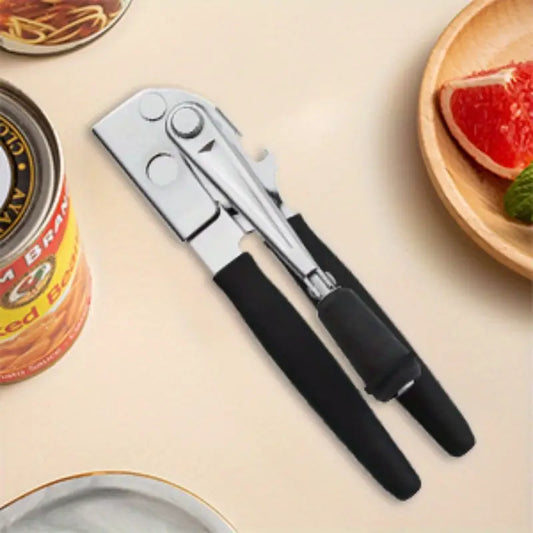 Can Opener with Lever | Stainless Steel Construction, Non-Slip Grip - Commercial & Home Kitchen Use - Easy Can Opening Tool for Restaurants, Households - Durable Can Opener for Heavy-Duty Cans & Bottles