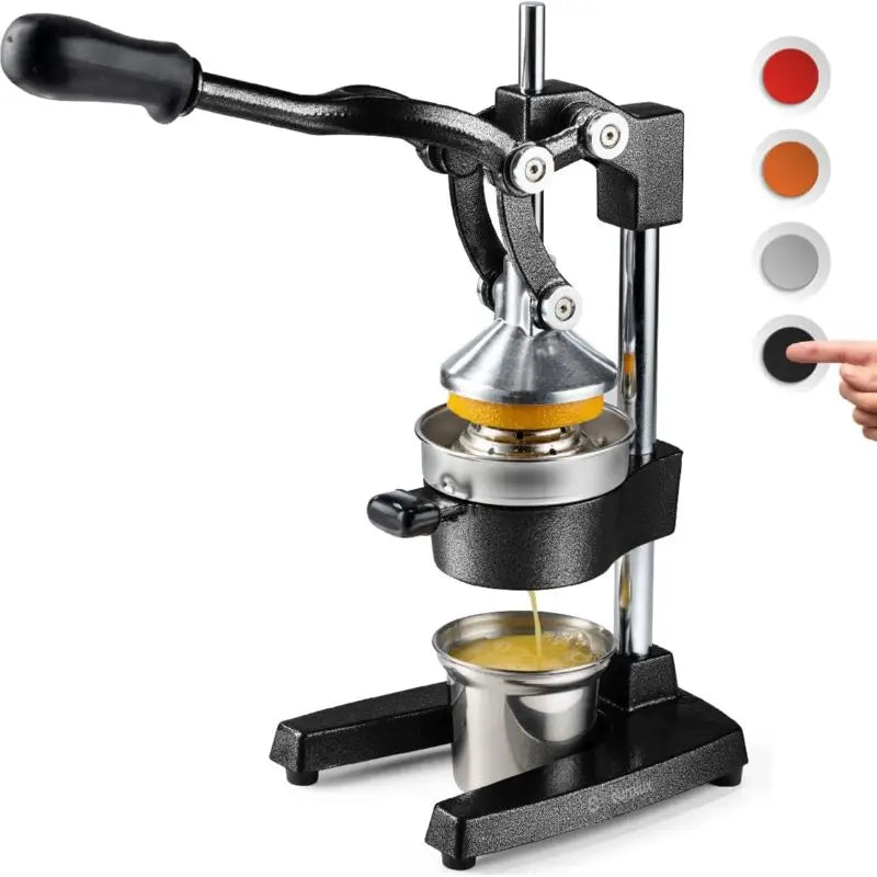 Cast Iron Citrus Juicer Extra Large Commercial Grade Manual Hand Press Heavy Duty Countertop Squeezer for Fresh Orange Juice Bonus Stainless Steel Cup Black, Kitchen Juicer, Home Juicing, Sturdy Construction, Heavyduty Design, Highquality Materials