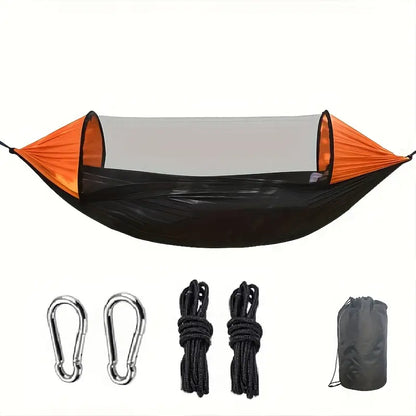 Nylon Quick-Deploy Hammock with Mosquito Net - Perfect for Outdoor Camping, Backpacking & Hiking