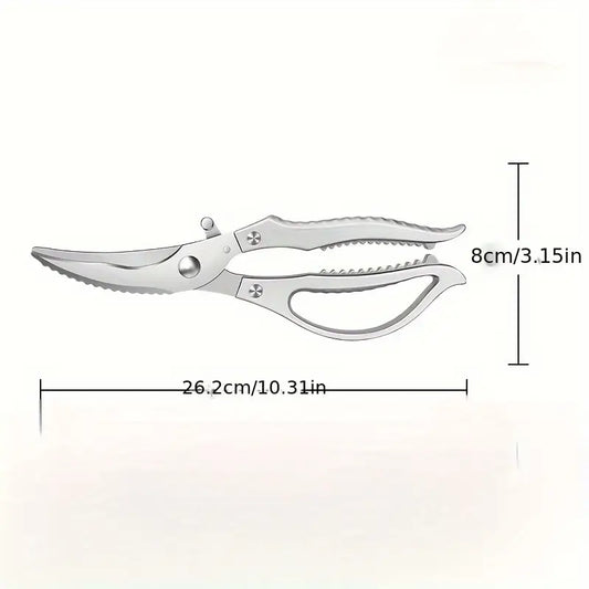 Stainless Steel Heavy-Duty Kitchen Scissors for Poultry, Meat, and Bones - Multi-Functional Food Shears with Ergonomic Handle for Chicken, Duck, and BBQ Prep, Poultry Scissors | Precision Cutting | Stainless Steel Blades