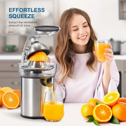 Electric Citrus Juicer Squeezer & Commercial Drink Mixers -- Powerful Orange Juicer with Zinc Alloy Die Casting Shell, Luxury Squeezer with Two Interchangeable Cones for Oranges of Any Size