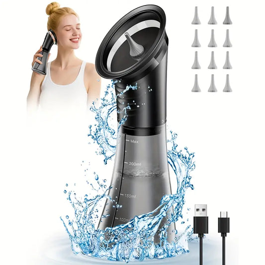 3-Speed Electric Ear Wax Removal System Pro | Hydraulic Ear Cleaner Kit with Water Temp Sensor & Visual Waste Tank - Rechargeable USB, Dry/Dirty Storage, Nozzle Belt, Medical-Grade Home Care