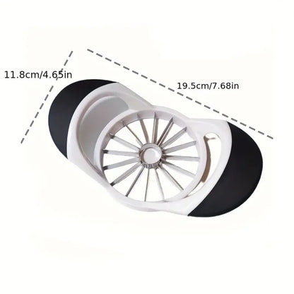 16-Slice Apple Slicer and Corer with Stainless Steel Blades - Durable White & Black Kitchen Tool for Effortless Fruit Prep, Quick Fruit Processor | Ergonomic Design | Robust Handle Construction