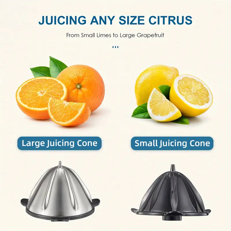 Electric Citrus Juicer Squeezer & Commercial Drink Mixers -- Powerful Orange Juicer with Zinc Alloy Die Casting Shell, Luxury Squeezer with Two Interchangeable Cones for Oranges of Any Size