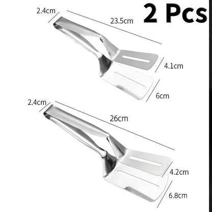 2pcs Stainless Steel Steak Clips, Multi-Functional Food Clip for Fish, Meat, Pizza, Barbecue, Universal Kitchen Utensil, Food Contact Safe