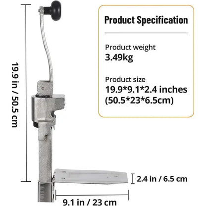 Manual Table Can Opener with 3 Spare Blades, Heavy Duty Commercial Countertop Can Opener, with Stainless Steel Blade and Plated Steel Base, Cast Iron