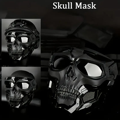 FAST Skull Mask And Helmet Set, Adjustable Knob for Outdoor Activities for Cosplay Photo Props, Bar Club Rave Party Supplies, Gift & Collection, Halloween Music Festival