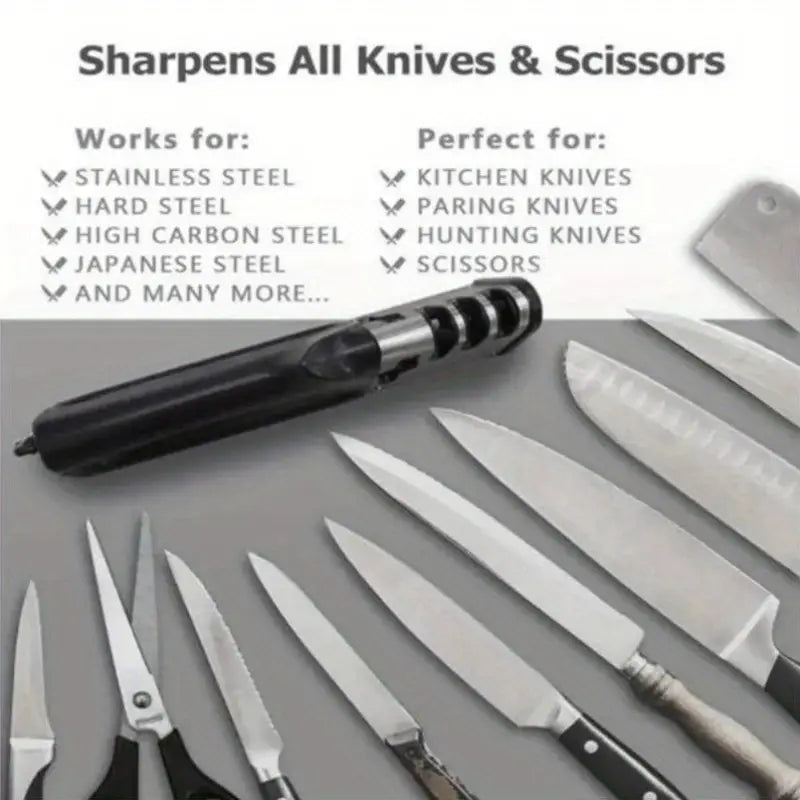 4-in-1 Professional Knife and Scissors Sharpener | Quick, Easy, and Efficient Tungsten Carbide Sharpening System, Non-Slip Base, Uncharged Operation, Kitchen Tool for Various Blades