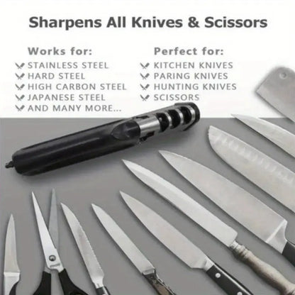 4-in-1 Professional Knife and Scissors Sharpener | Quick, Easy, and Efficient Tungsten Carbide Sharpening System, Non-Slip Base, Uncharged Operation, Kitchen Tool for Various Blades