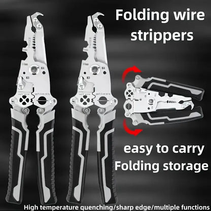 1PC18-in-1 Foldable Wire Stripper Manual Tool for Stripping, Cutting, Wrenching, Holding, Twisting, Pulling Nails, Screwdriver, with Convenient Storage Design, Suitable for Electricians, Home, Construction Sites