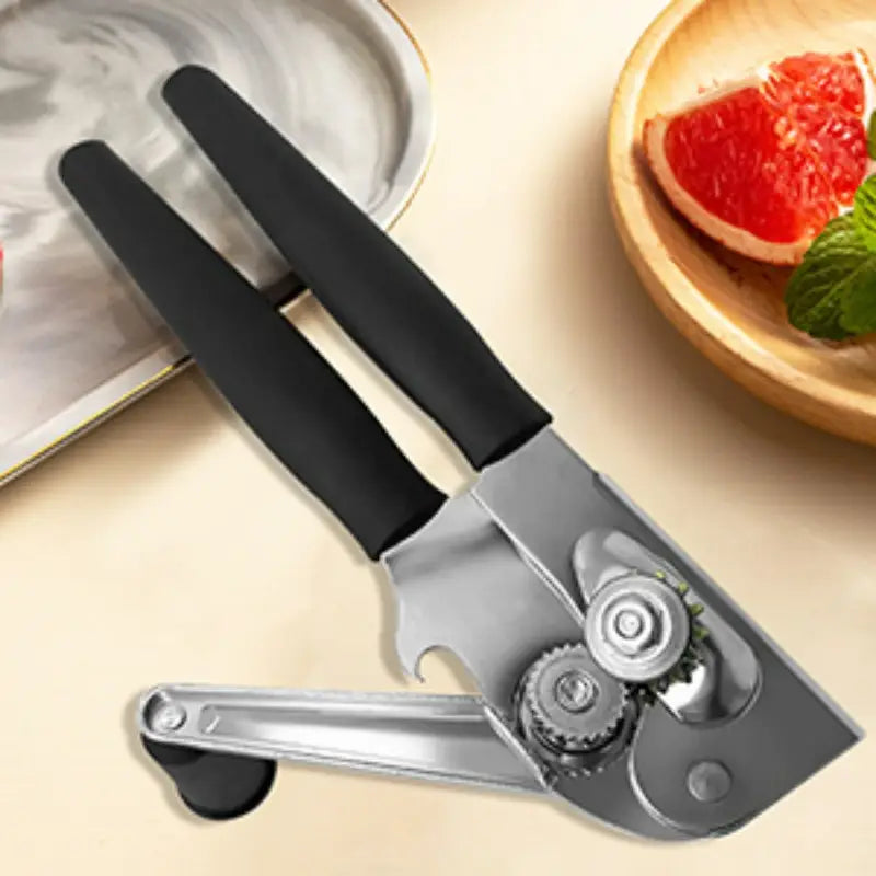 Can Opener with Lever | Stainless Steel Construction, Non-Slip Grip - Commercial & Home Kitchen Use - Easy Can Opening Tool for Restaurants, Households - Durable Can Opener for Heavy-Duty Cans & Bottles