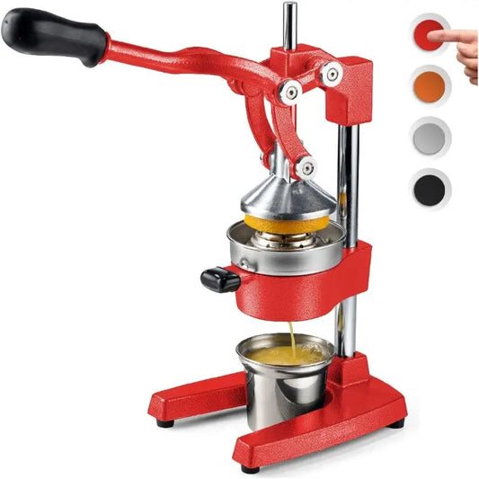 Cast Iron Citrus Juicer Extra Large Commercial Grade Manual Hand Press Heavy Duty Countertop Squeezer for Fresh Orange Juice Bonus Stainless Steel Cup Black, Kitchen Juicer, Home Juicing, Sturdy Construction, Heavyduty Design, Highquality Materials