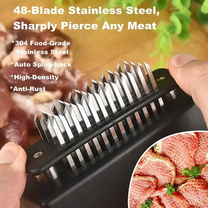 Meat Tenderizer] 48-pin Stainless Steel Meat Tenderizer | Sharp Steak Tenderloin, Roast Meat, Tenderizing Steak Needle, Loose Meat Needle Knocking, Meat Hammer For Beef