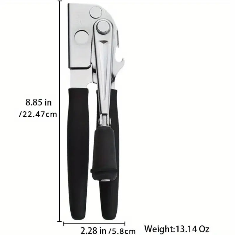Can Opener with Lever | Stainless Steel Construction, Non-Slip Grip - Commercial & Home Kitchen Use - Easy Can Opening Tool for Restaurants, Households - Durable Can Opener for Heavy-Duty Cans & Bottles