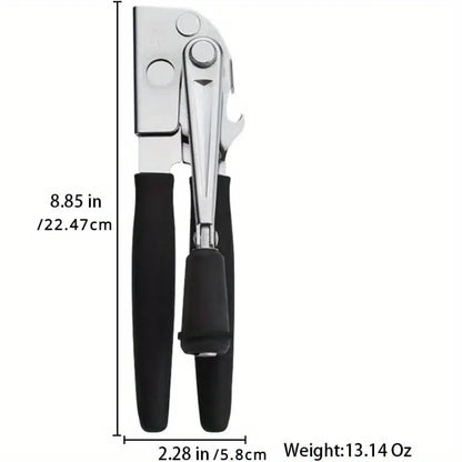 Can Opener with Lever | Stainless Steel Construction, Non-Slip Grip - Commercial & Home Kitchen Use - Easy Can Opening Tool for Restaurants, Households - Durable Can Opener for Heavy-Duty Cans & Bottles